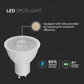 V-TAC GU10 LED spot égő 6.5W természetes fehér 38° - SKU 190