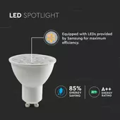 Kép 3/7 - V-TAC GU10 LED spot égő 6W hideg fehér 10° - SKU 20028