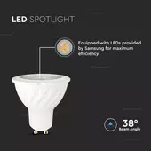 Kép 4/7 - V-TAC GU10 LED spot égő 6W hideg fehér 38° - SKU 21167