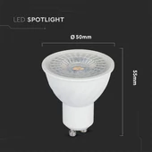 V-TAC GU10 LED spot égő 6W meleg fehér 110° - SKU 21192