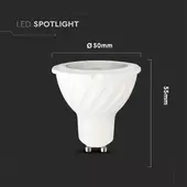 Kép 2/6 - V-TAC GU10 LED spot égő 7W természetes fehér 38° - SKU 166