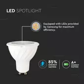 Kép 3/6 - V-TAC GU10 LED spot égő 7W természetes fehér 38° - SKU 166