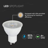 Kép 3/7 - V-TAC GU10 LED spot égő dimmelhető 6.5W hideg fehér 110° - SKU 200