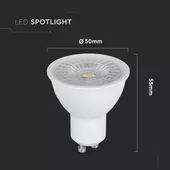 Kép 2/7 - V-TAC GU10 LED spot égő dimmelhető 6W hideg fehér 110° - SKU 21200