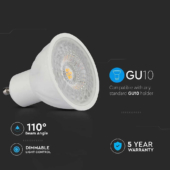 Kép 4/7 - V-TAC GU10 LED spot égő dimmelhető 6W hideg fehér 110° - SKU 21200