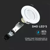 Kép 4/15 - V-TAC GU10 LED spot égő fehér kerettel 3 db/csomag 5W hideg fehér 110° - SKU 8883