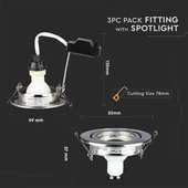 V-TAC GU10 LED spot égő szatén kerettel 3 db/csomag 5W hideg fehér 110° - SKU 8886