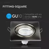 Kép 8/9 - V-TAC GU10 LED spot lámpa keret, matt króm billenthető lámpatest - SKU 3473