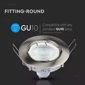 Kép 8/9 - V-TAC GU10 LED spot lámpa keret, matt króm billenthető lámpatest - SKU 3588