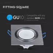 Kép 7/8 - V-TAC GU10 LED spotlámpa keret, alumínium szürke billenthető lámpatest - SKU 3606