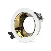 Kép 1/11 - V-TAC GU10 LED spotlámpa keret, fehér+arany billenthető lámpatest - SKU 3154