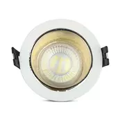 Kép 3/11 - V-TAC GU10 LED spotlámpa keret, fehér+arany billenthető lámpatest - SKU 3154