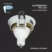 Kép 10/11 - V-TAC GU10 LED spotlámpa keret, fehér+arany billenthető lámpatest - SKU 3154