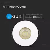 Kép 8/9 - V-TAC GU10 LED spotlámpa keret, fehér+arany billenthető lámpatest - SKU 3158