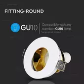 Kép 7/9 - V-TAC GU10 LED spotlámpa keret, fehér+arany billenthető lámpatest - SKU 3162