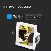 Kép 7/8 - V-TAC GU10 LED spotlámpa keret, fehér+arany fix lámpatest - SKU 3166