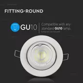 Kép 8/9 - V-TAC GU10 LED spotlámpa keret, fehér billenthető lámpatest - SKU 3593