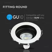 Kép 8/9 - V-TAC GU10 LED spotlámpa keret, fehér billenthető lámpatest - SKU 3595