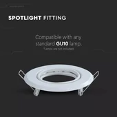 V-TAC GU10 LED spotlámpa keret, fehér billenthető lámpatest - SKU 8938