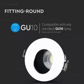 Kép 7/9 - V-TAC GU10 LED spotlámpa keret, fehér+fekete billenthető lámpatest - SKU 3161