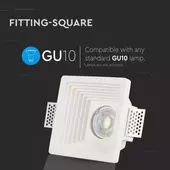 Kép 6/7 - V-TAC GU10 LED spotlámpa keret, fehér fix lámpatest - SKU 3151