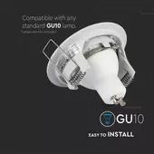Kép 11/11 - V-TAC GU10 LED spotlámpa keret, fehér fix lámpatest - SKU 3642