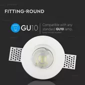 Kép 7/8 - V-TAC GU10 LED spotlámpa keret, fehér fix lámpatest - SKU 3652