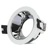 Kép 1/11 - V-TAC GU10 LED spotlámpa keret, fehér+króm billenthető lámpatest - SKU 3156