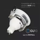 Kép 11/11 - V-TAC GU10 LED spotlámpa keret, fehér+króm billenthető lámpatest - SKU 3156