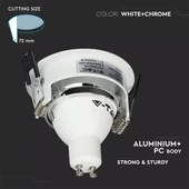 V-TAC GU10 LED spotlámpa keret, fehér+króm billenthető lámpatest - SKU 3156