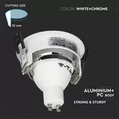 Kép 10/11 - V-TAC GU10 LED spotlámpa keret, fehér+króm billenthető lámpatest - SKU 3156