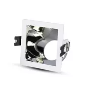 Kép 1/8 - V-TAC GU10 LED spotlámpa keret, fehér+króm fix lámpatest - SKU 3168