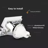 Kép 8/8 - V-TAC GU10 LED spotlámpa keret, fehér+króm fix lámpatest - SKU 3168