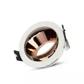 Kép 1/8 - V-TAC GU10 LED spotlámpa keret, fehér+rózsaarany billenthető lámpatest - SKU 3155