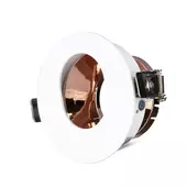 Kép 1/8 - V-TAC GU10 LED spotlámpa keret, fehér+rózsaarany billenthető lámpatest - SKU 3163