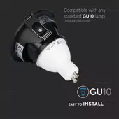 Kép 11/11 - V-TAC GU10 LED spotlámpa keret, fekete billenthető lámpatest - SKU 8596