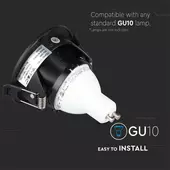 Kép 11/11 - V-TAC GU10 LED spotlámpa keret, fekete billenthető lámpatest - SKU 8598