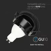 Kép 10/10 - V-TAC GU10 LED spotlámpa keret, fekete billenthető lámpatest - SKU 8608