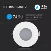 V-TAC GU10 LED spotlámpa keret, IP54 fehér fix lámpatest - SKU 3613