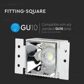 Kép 8/9 - V-TAC GU10 LED spotlámpa keret, króm fix lámpatest - SKU 8880