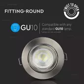 Kép 7/8 - V-TAC GU10 LED spotlámpa keret, matt króm billenthető lámpatest - SKU 3646
