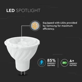 V-TAC GU5.3-MR16 LED spot égő 6.5W hideg fehér 110° - SKU 206