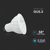 Kép 6/6 - V-TAC GU5.3-MR16 LED spot égő 6W hideg fehér 38° - SKU 21209