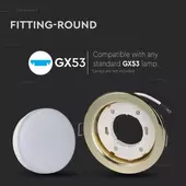 Kép 3/8 - V-TAC GX53 LED lámpa keret, arany fix lámpatest - SKU 3676