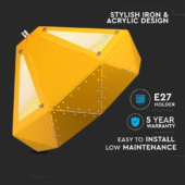 Kép 3/5 - V-TAC gyémánt alakú sárga fém csillár, függeszték E27 foglalattal - SKU 3947