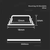 Kép 2/5 - V-TAC hajlítható alumínium LED szalag profil fehér fedlappal 2m - SKU 2909