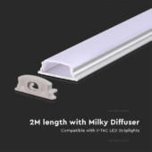 Kép 4/5 - V-TAC hajlítható alumínium LED szalag profil fehér fedlappal 2m - SKU 2909