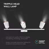 Kép 3/5 - V-TAC háromfejű 15W beltéri fehér fali LED lámpa, természetes fehér, 100 Lm/W - SKU 218260