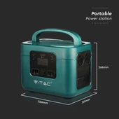 V-TAC hordozható áramfejlesztő, max. 1200W terheléshez, Napelemes töltési lehetőséggel - SKU 11443