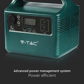 V-TAC hordozható áramfejlesztő, max. 300W terheléshez, Napelemes töltési lehetőséggel - SKU 11441